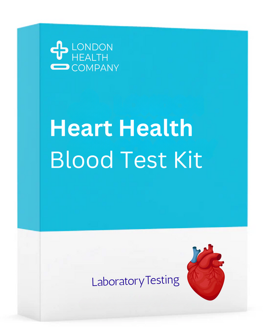 complete Hearth health blood test kit at-home for lab analysis and report, measures total cholesterol, hdl, ldl and triglycerides. 