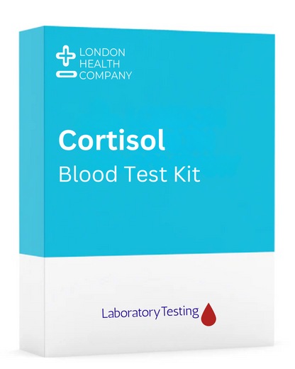 Cortisol home blood collection kit with sample tube, lancets, and return envelope for laboratory analysis

