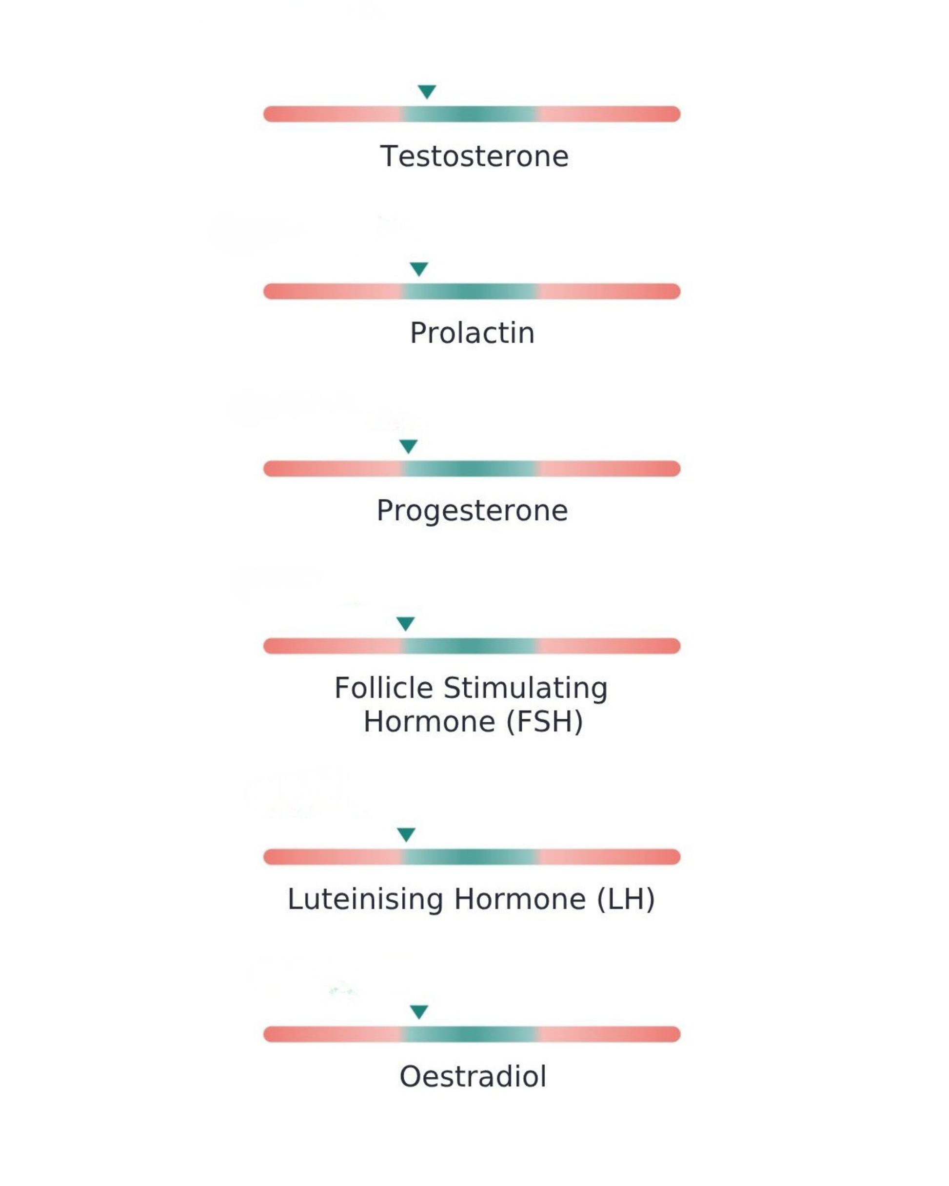 THE IMAGE SHOWS ALIST OF THE BIOMARKERS IN THE FEMALE HOMONE PROFILE 