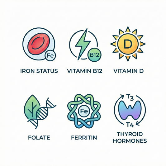 Hair loss panel showing key nutrients and hormone markers
