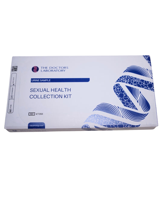 Chlamydia and Gonorrhoea at-home urine STI test complete kit with PCR-based lab analysis report.
